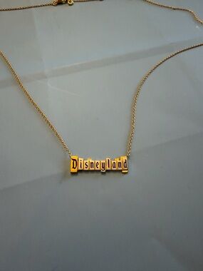 Disney Gold Disneyland Block Letter Necklace